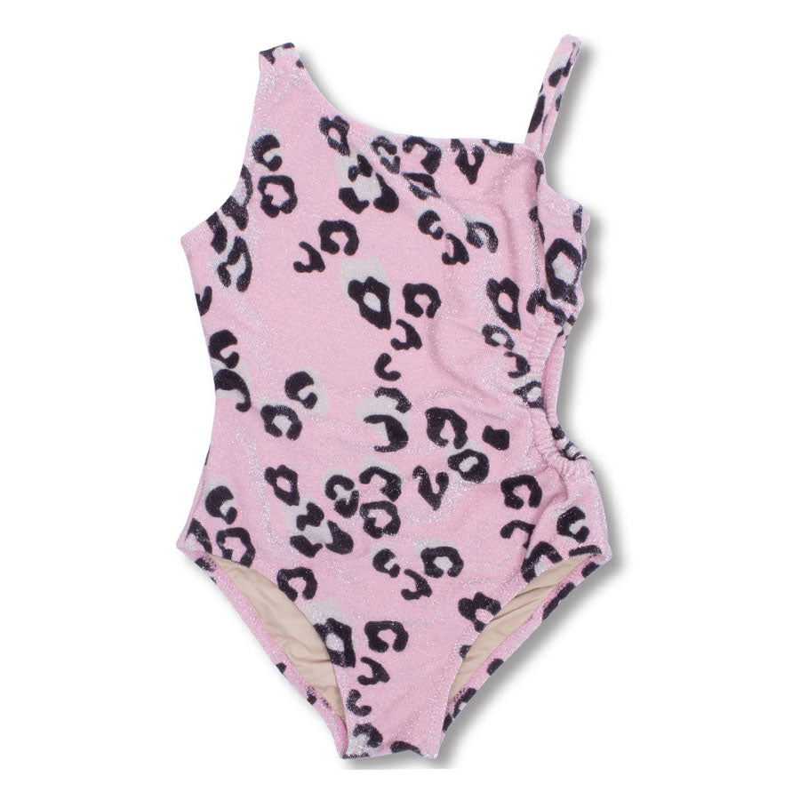 Pink Leopard Shimmer Girls One Should One Piece Swimsuit-SWIMWEAR-Shade Critters-Joannas Cuties