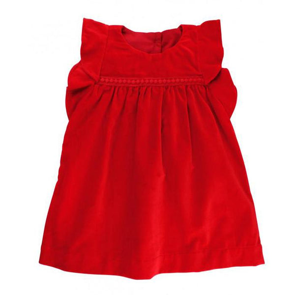RuffleButts Red Velvet Jumper Dress - 2T