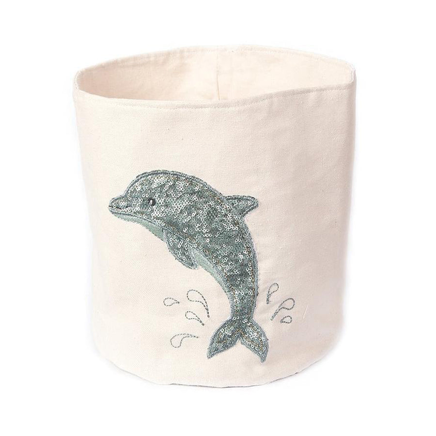 Sequin Dolphin Medium Canvas Storage Bin-Mon Ami-Joanna's Cuties
