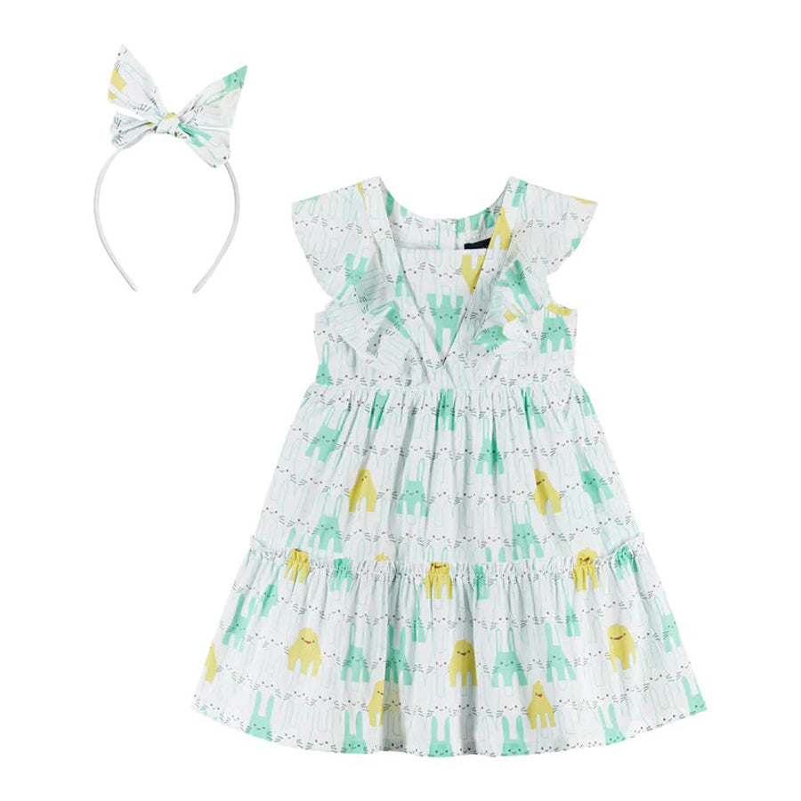 Spring Animals Print Ruffle Dress - Multicolor-DRESSES & SKIRTS-Andy & Evan-Joannas Cuties