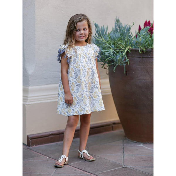 Poppet & Fox Mousehole Dress | Cream With Turquoise Tree Paisleys main image 1