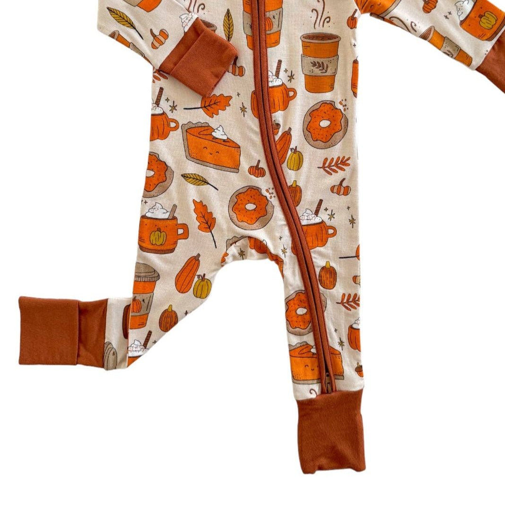 2-Way Convertible Zip Romper - Pumpkin Spice Latte