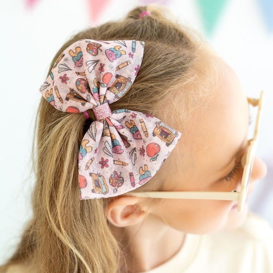 Back To School Tulle Bow Clip -Kids Back To School Hair Clip