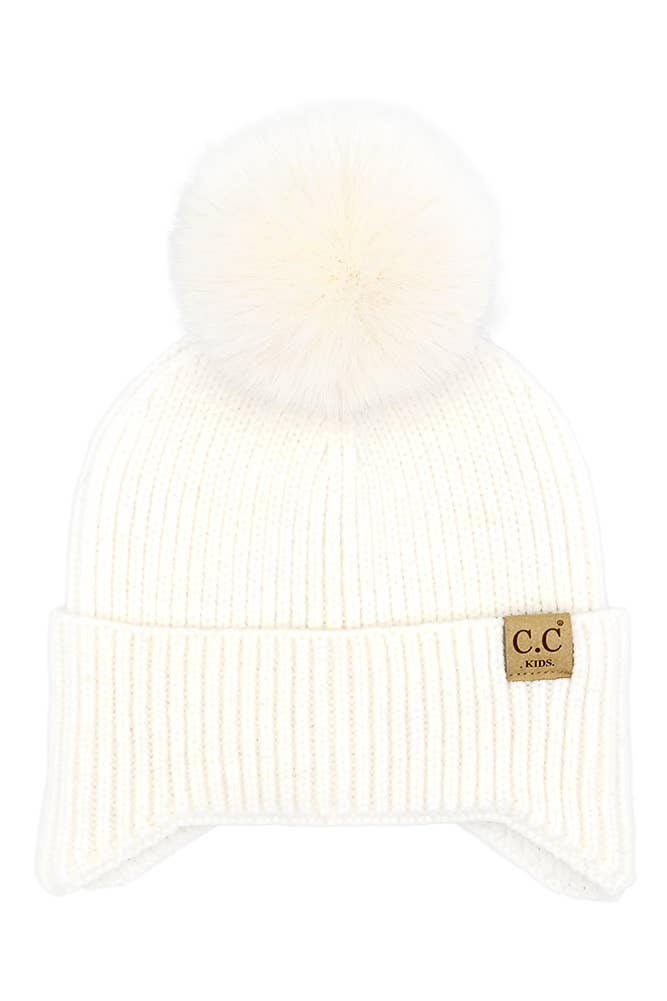 C.C Kids Ear Flap Pom Beanie
