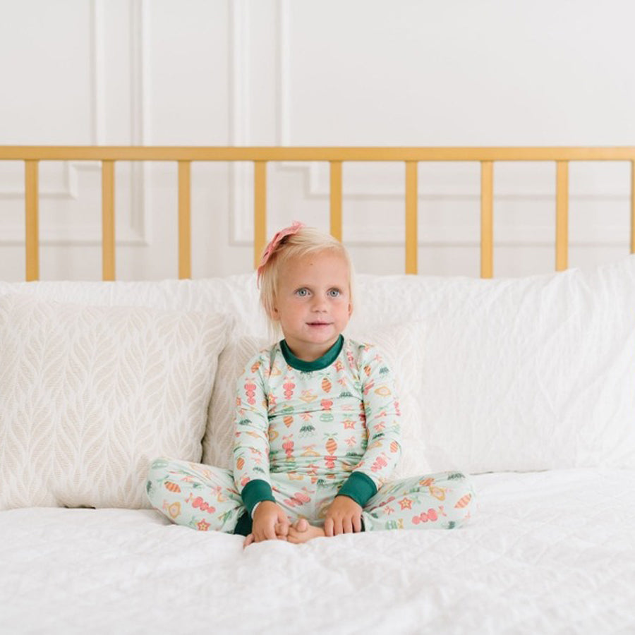 2 Piece Kids Bamboo Pajama Set in Ornament-SLEEPWEAR-Ollie Jay-Joannas Cuties