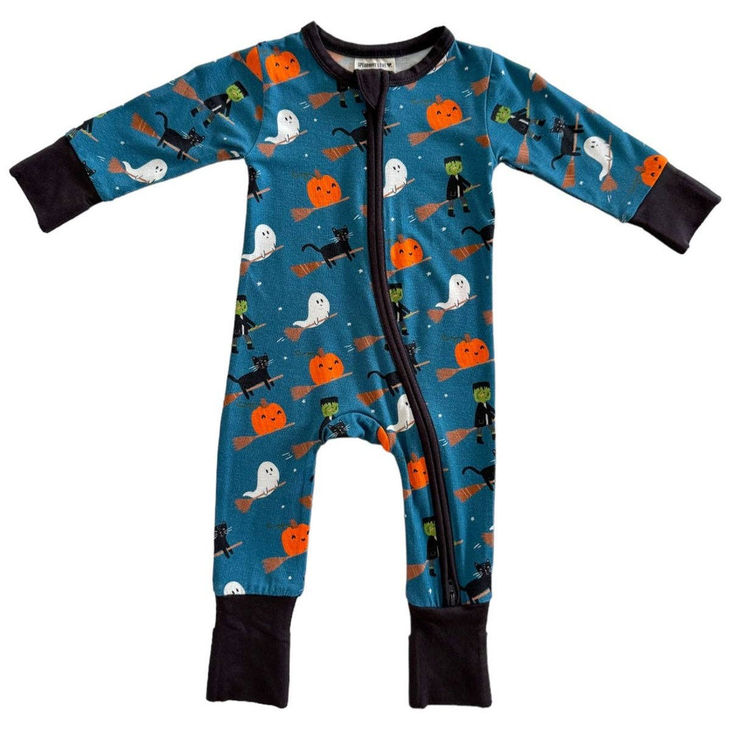 2-Way Convertible Zip Romper, Broomstick Friends Midnight