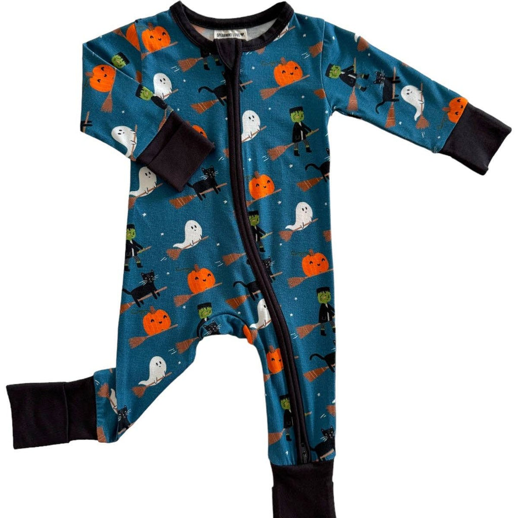 2-Way Convertible Zip Romper, Broomstick Friends Midnight