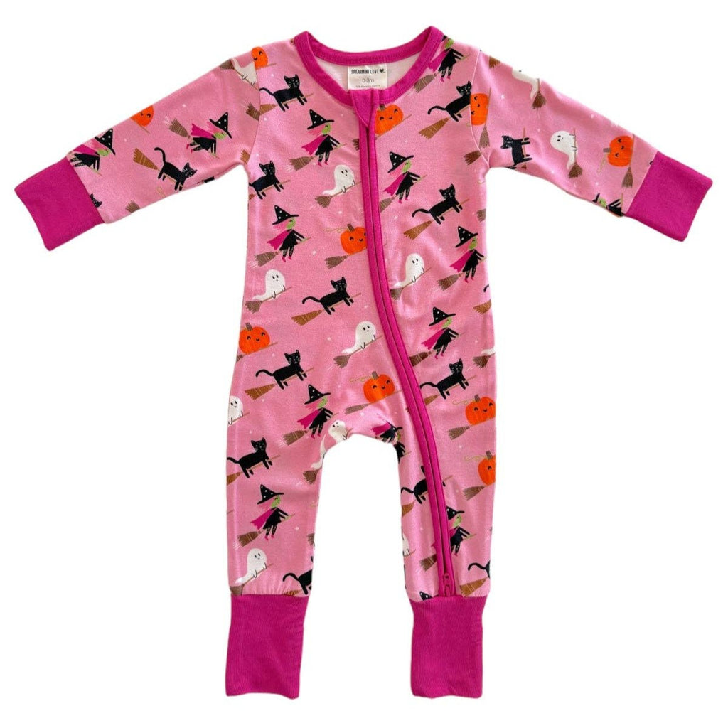 2-Way Convertible Zip Romper - Broomstick Friends Pink