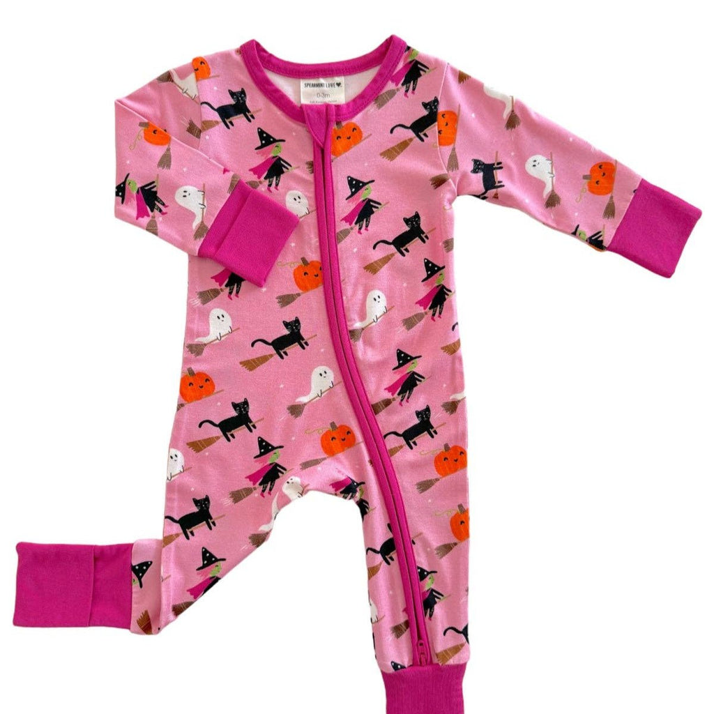 2-Way Convertible Zip Romper - Broomstick Friends Pink