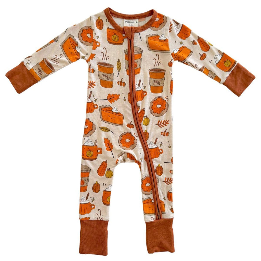 2-Way Convertible Zip Romper - Pumpkin Spice Latte