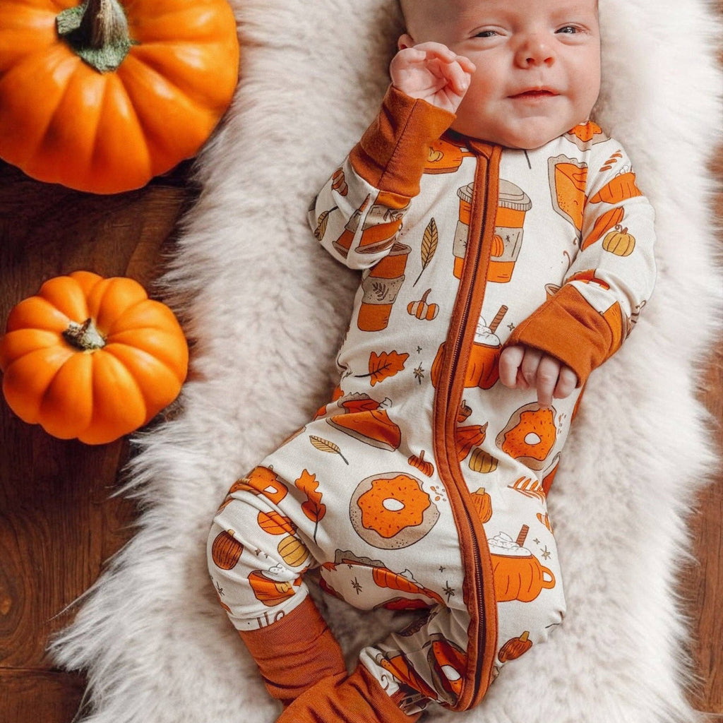 2-Way Convertible Zip Romper - Pumpkin Spice Latte