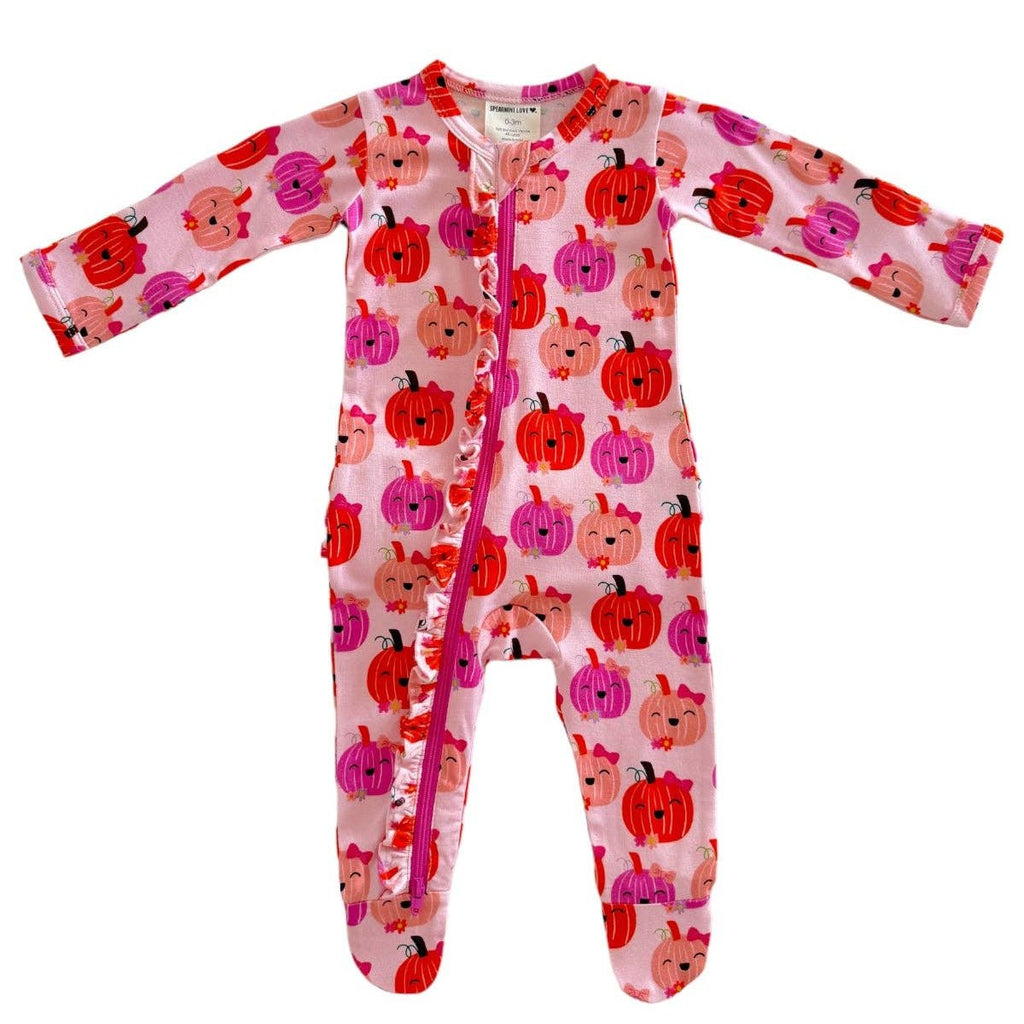 2-Way Ruffle Zip Footie, Miss Pumpkin