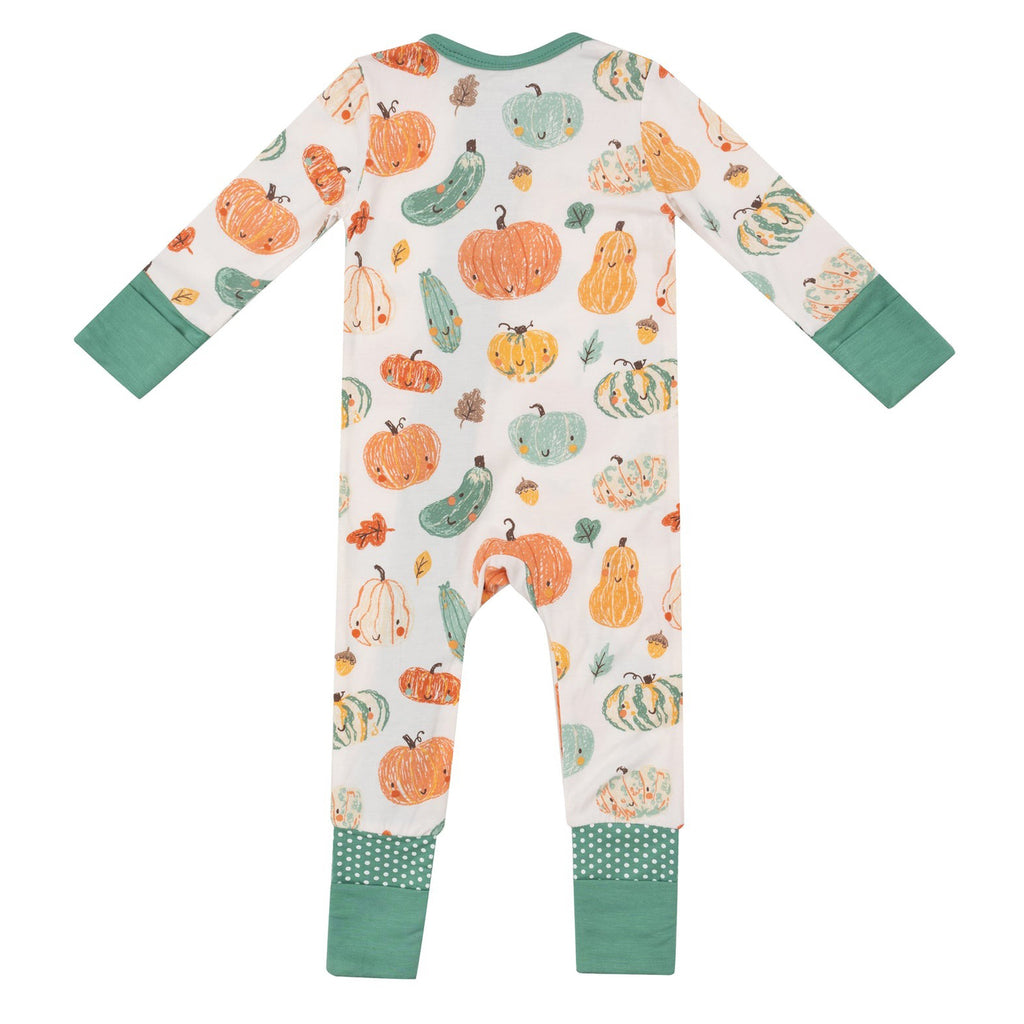 2 Way Zipper Romper - Crayon Pumpkin