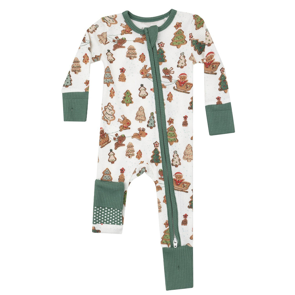 2 Way Zipper  Romper - Gingerbread Sleigt Ride