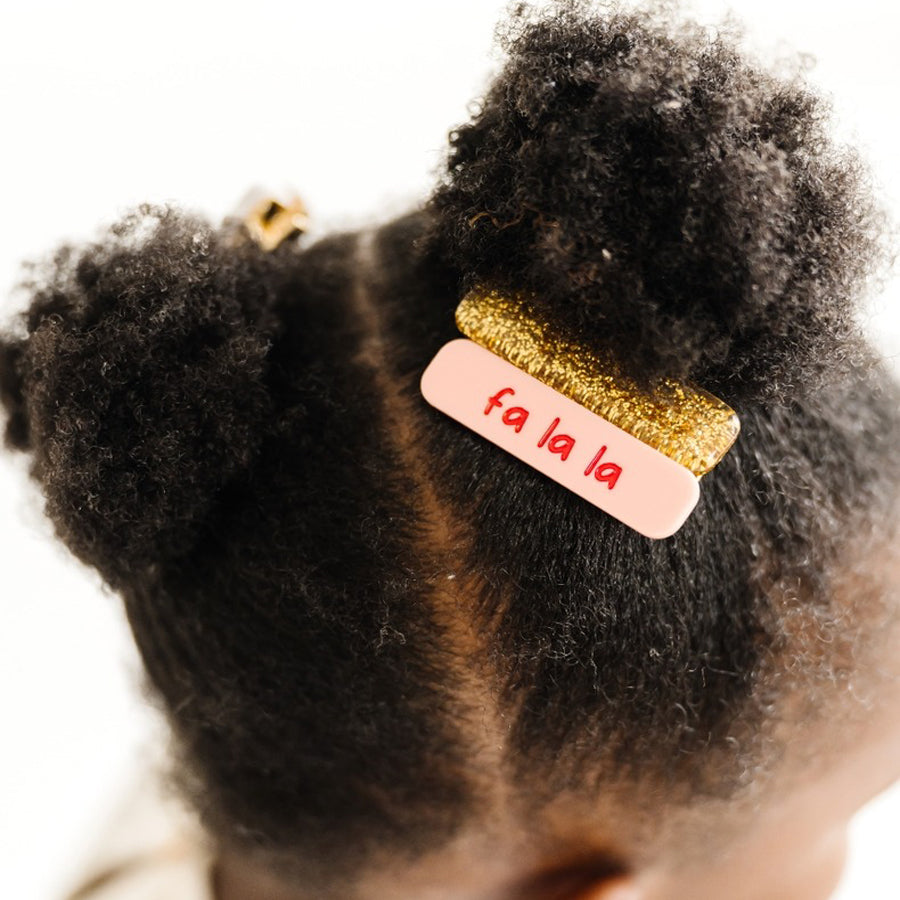 2PK Glitter Bar Clip - Glitter Metallic Gold-HAIR CLIPS-Baby Bling-Joannas Cuties