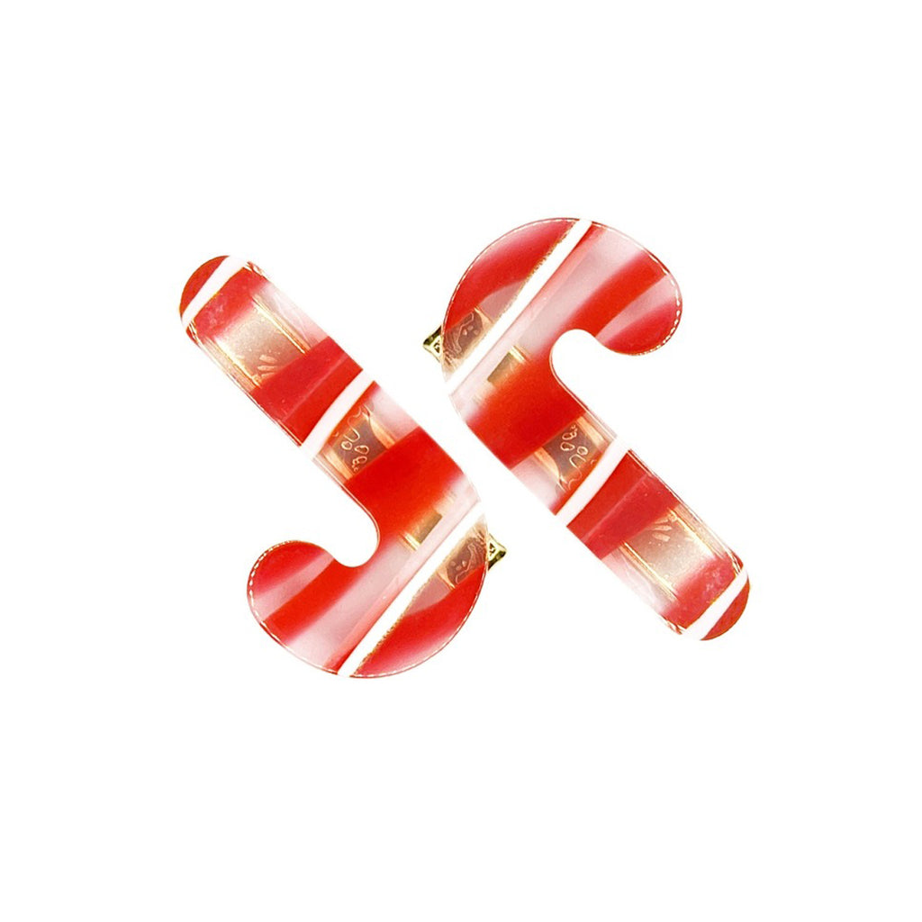 2PK Novelty Resin Clips - Candy Cane-HAIR CLIPS-Baby Bling-Joannas Cuties