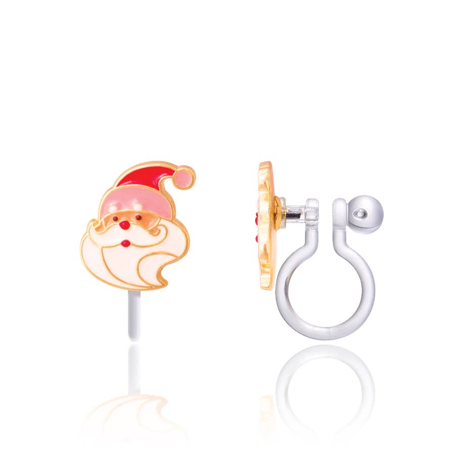 Holly Jolly Santa Clip On Earrings for Girls