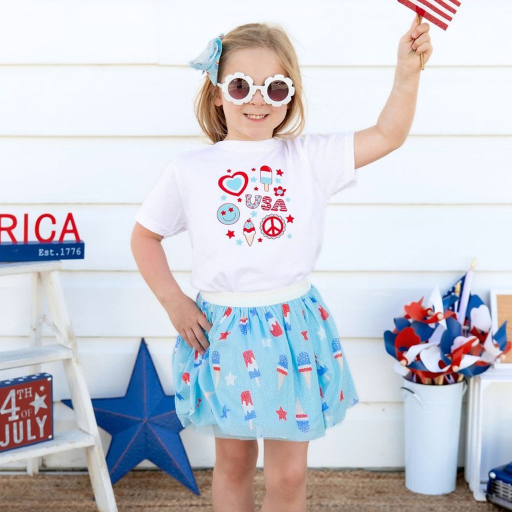 Bomb Pop Tulle Bow Clip - Kids 4th of July Hair Clip