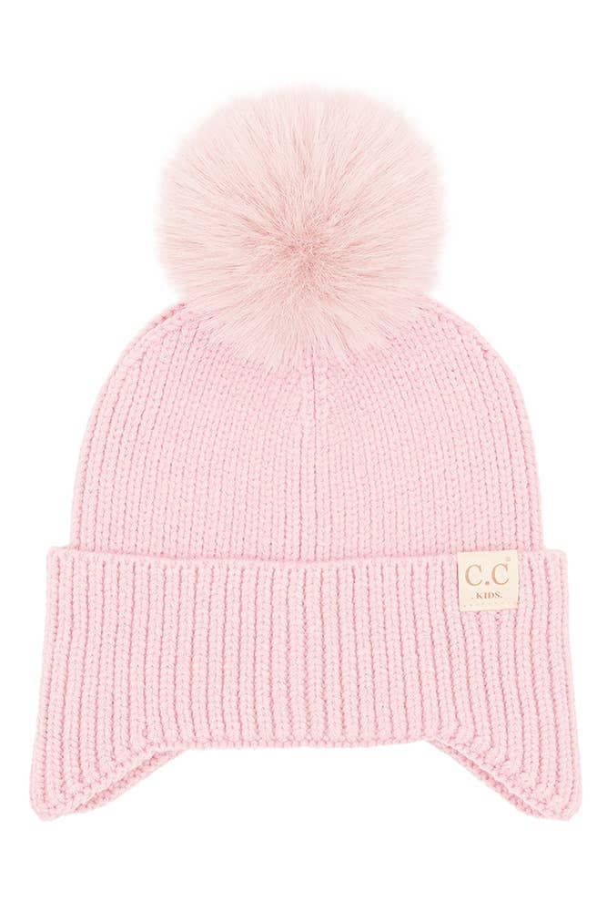 C.C Kids Ear Flap Pom Beanie