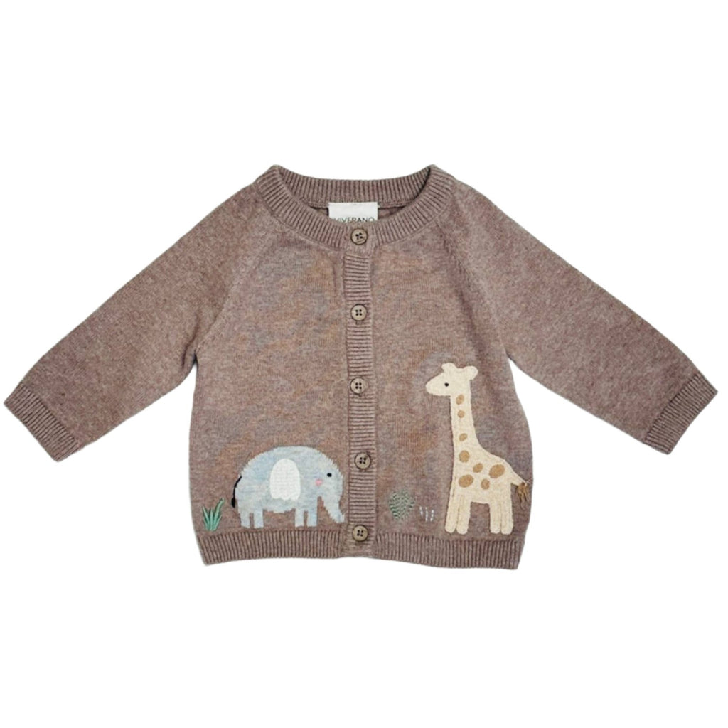 Elephant Giraffe Pointelle Baby Cardigan Sweater