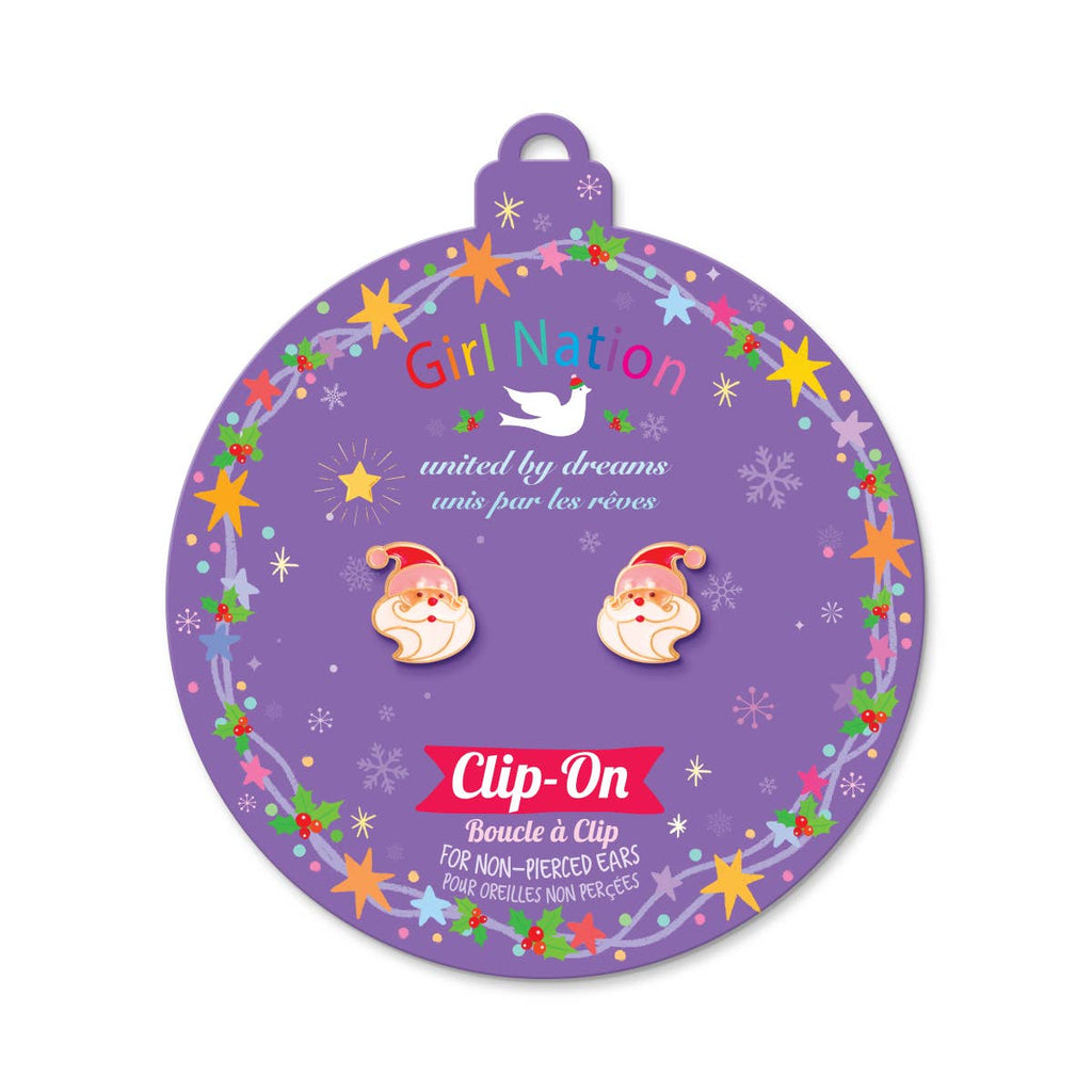 Holly Jolly Santa Clip On Earrings for Girls