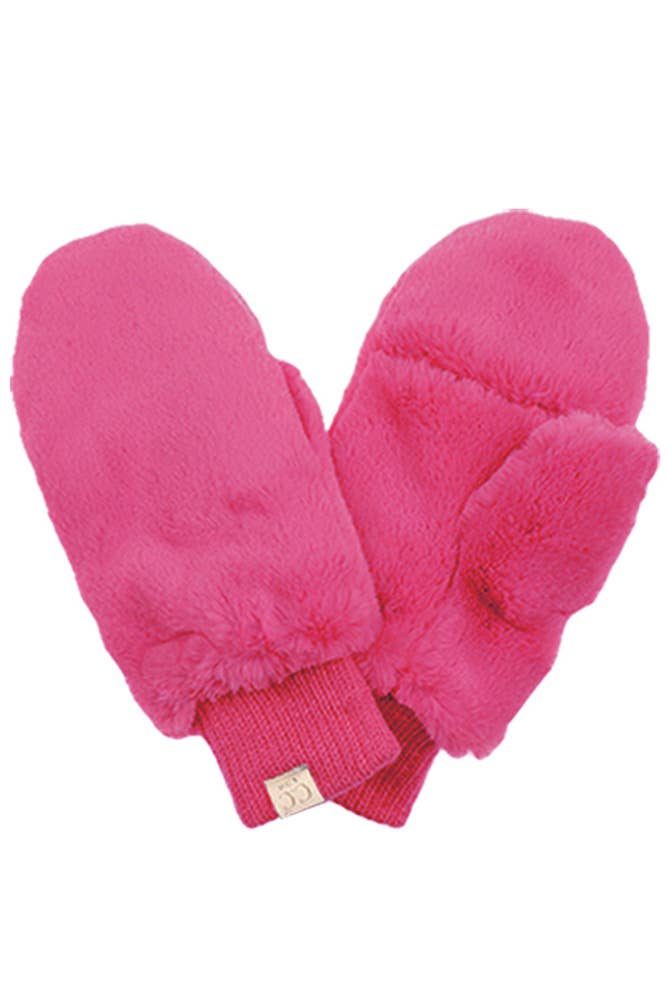C.C Kids Faux Fur Convertible Mitten Glove