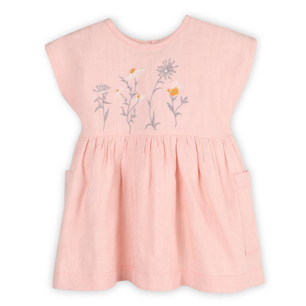 Alicia Embroidered Daisy Baby Dress + Bloomer