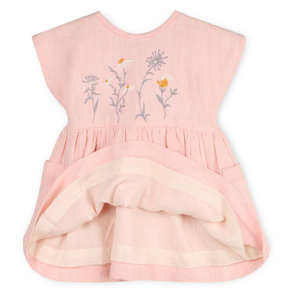 Alicia Embroidered Daisy Baby Dress + Bloomer