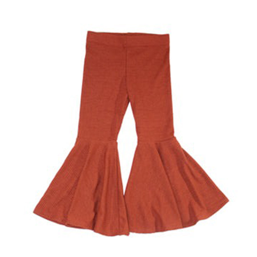 Annie Rust Ribbed Girls Bell Bottom Flare Pants