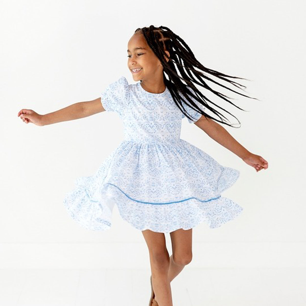 Aura Poplin Dress in Blue Bunnies - Easter Dress, 10 Aura Poplin Dress in Blue Bunnies - Easter Dress, 10