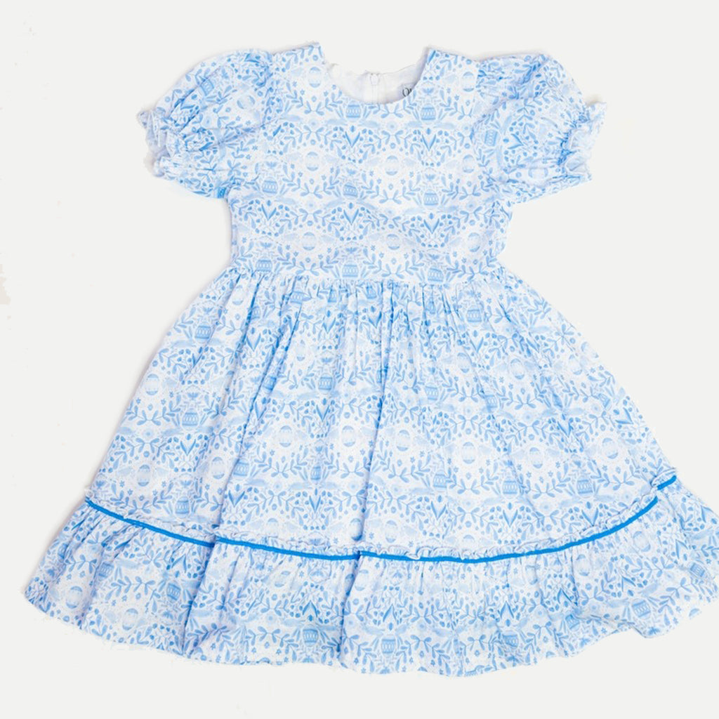 Aura Poplin Dress in Blue Bunnies - Easter Dress
