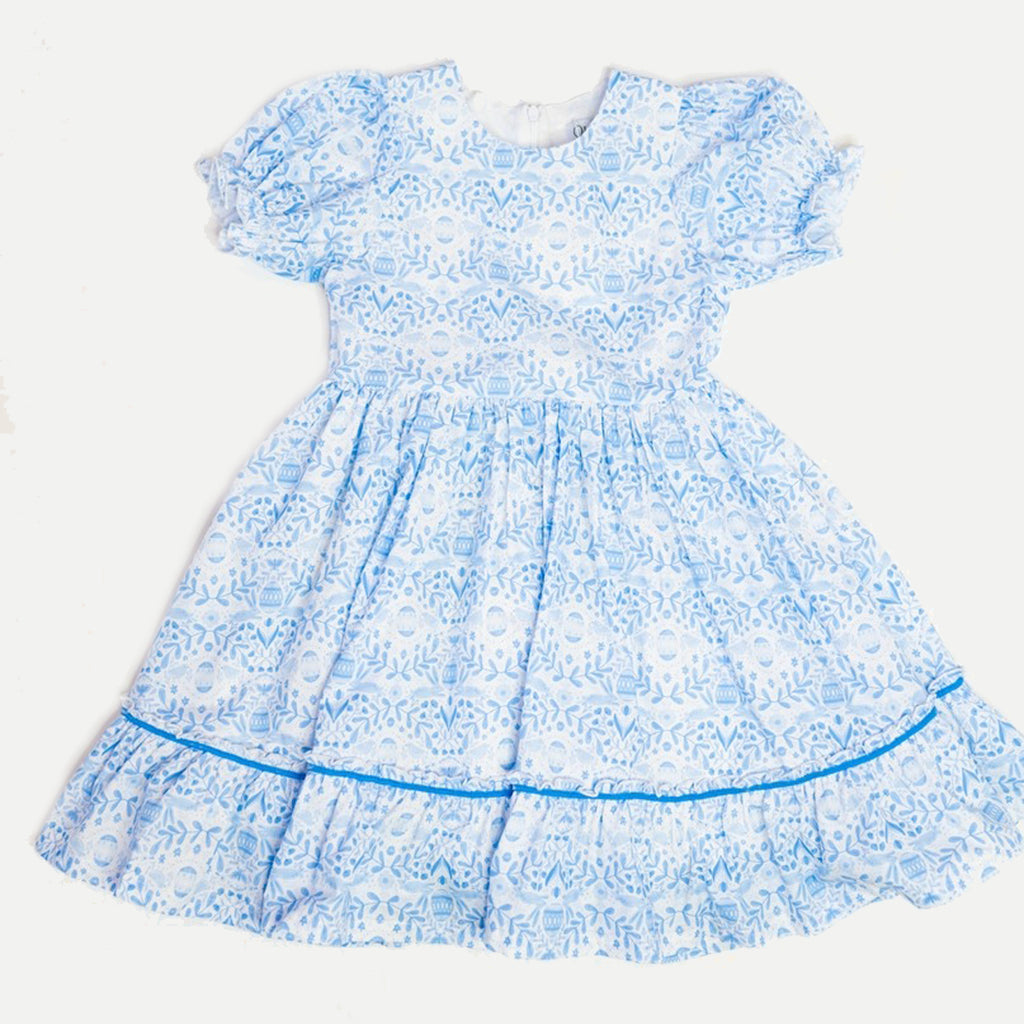 Aura Poplin Dress in Blue Bunnies - Easter Dress Aura Poplin Dress in Blue Bunnies - Easter Dress