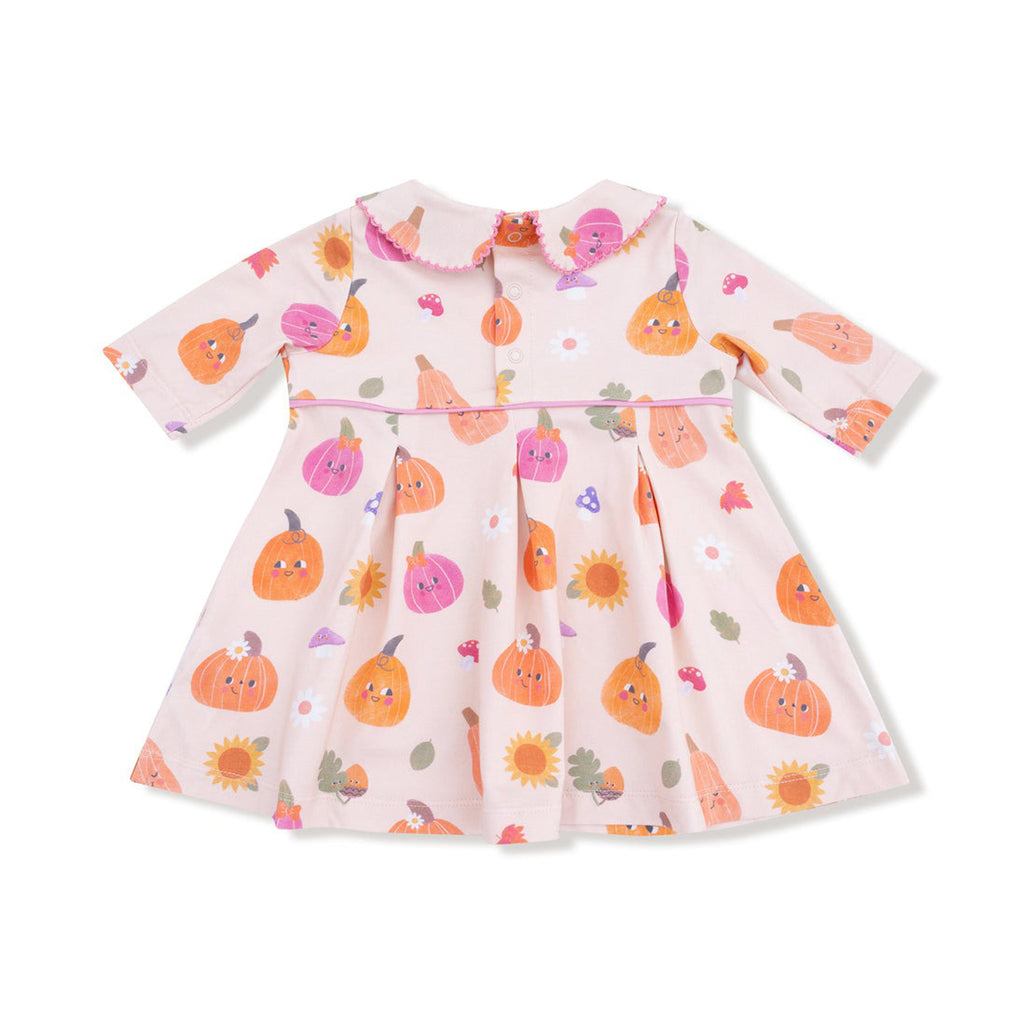 Autumn Pumpkins - Pink Box Pleat Dress with Legging Set