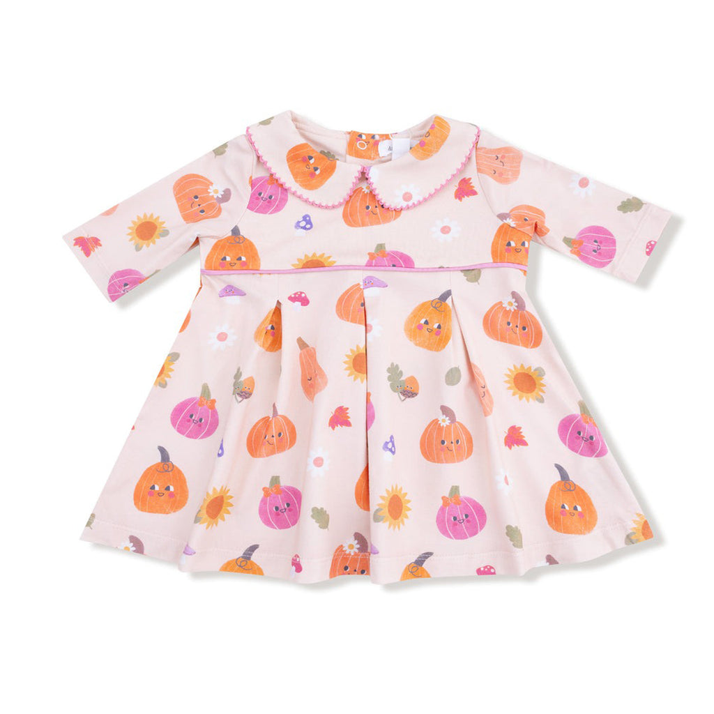 Autumn Pumpkins - Pink Box Pleat Dress with Legging Set