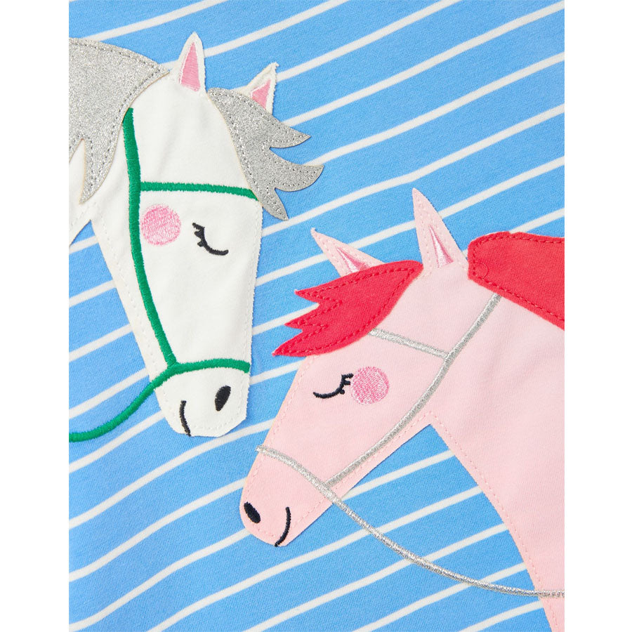 Ava Artwork Top - Blue Stripe Horse-TOPS-Joules-Joannas Cuties