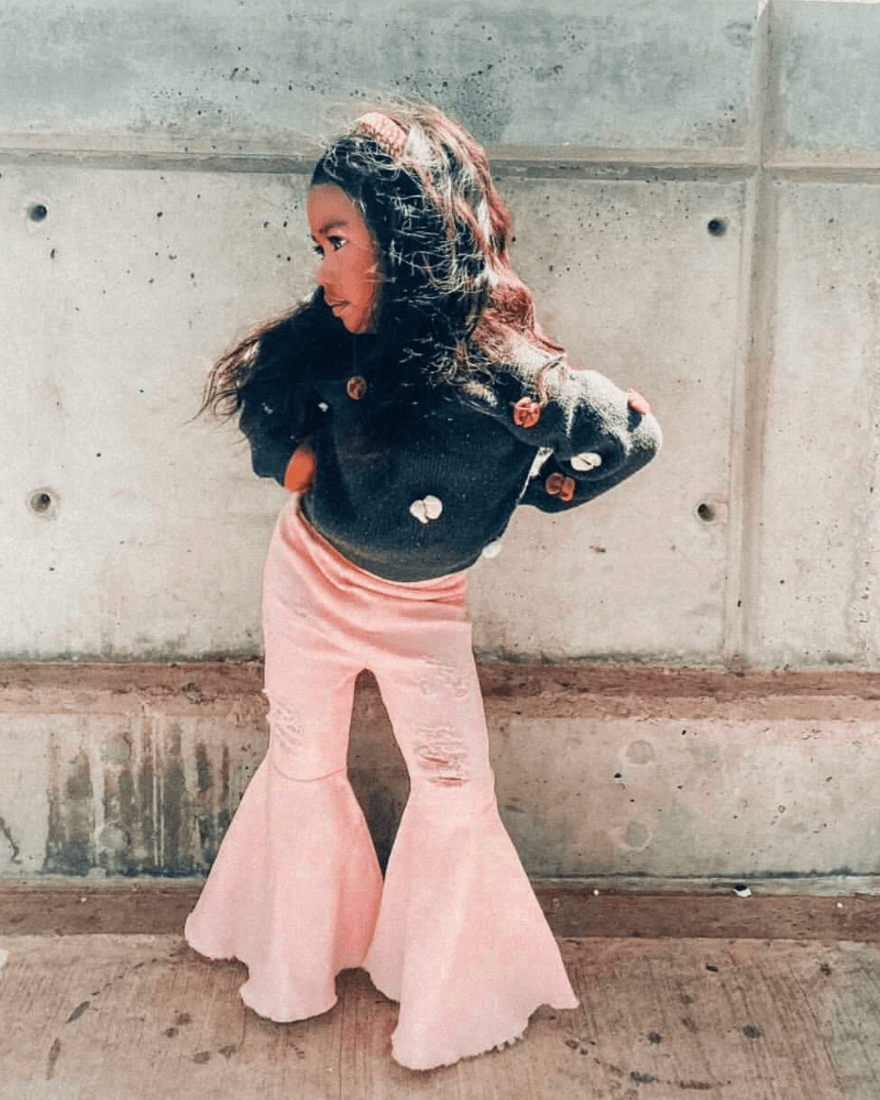 Barbie Denim Bell Bottoms - Distressed Pink