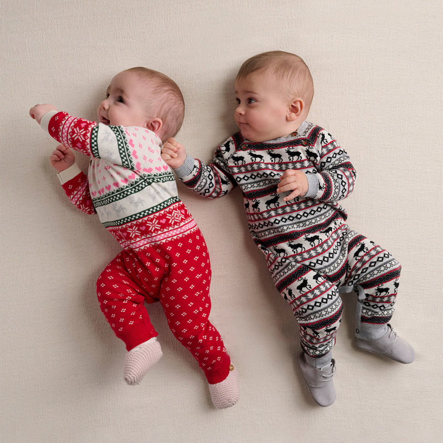 Baby Deer Fairisle Sweater Onesie-OVERALLS & ROMPERS-Hatley-Joannas Cuties