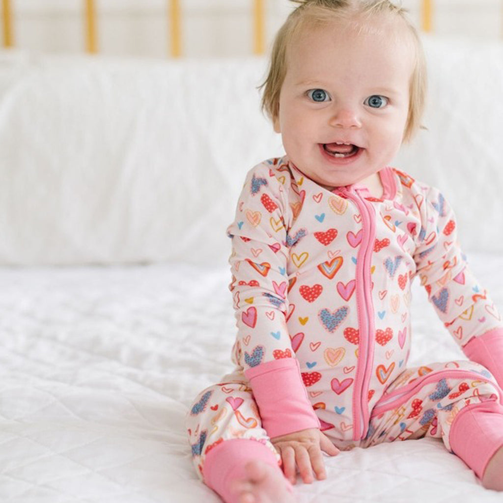 Baby Pajama in Heart Felt - Valentine's Pj-OVERALLS & ROMPERS-Ollie Jay-Joannas Cuties