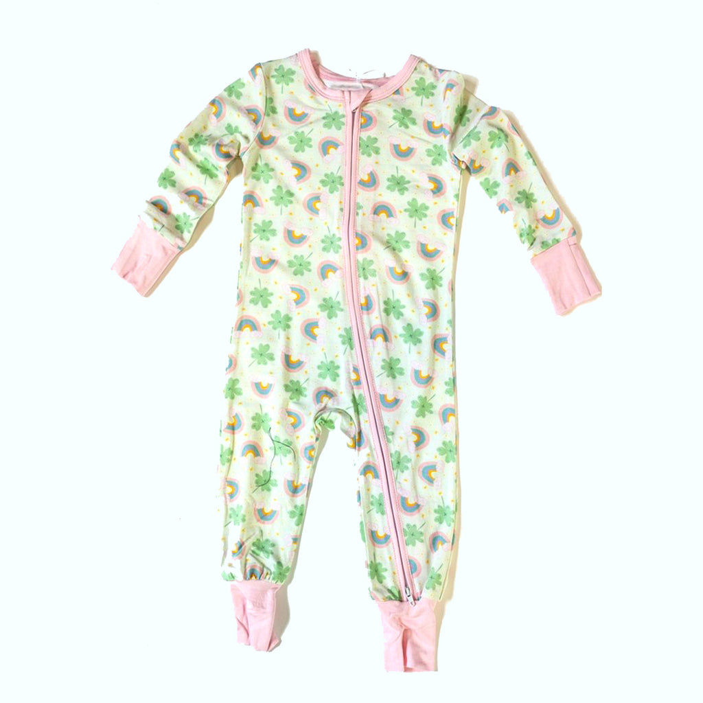Baby Pajama in Lucky - St. Patricks Day Pj-OVERALLS & ROMPERS-Ollie Jay-Joannas Cuties