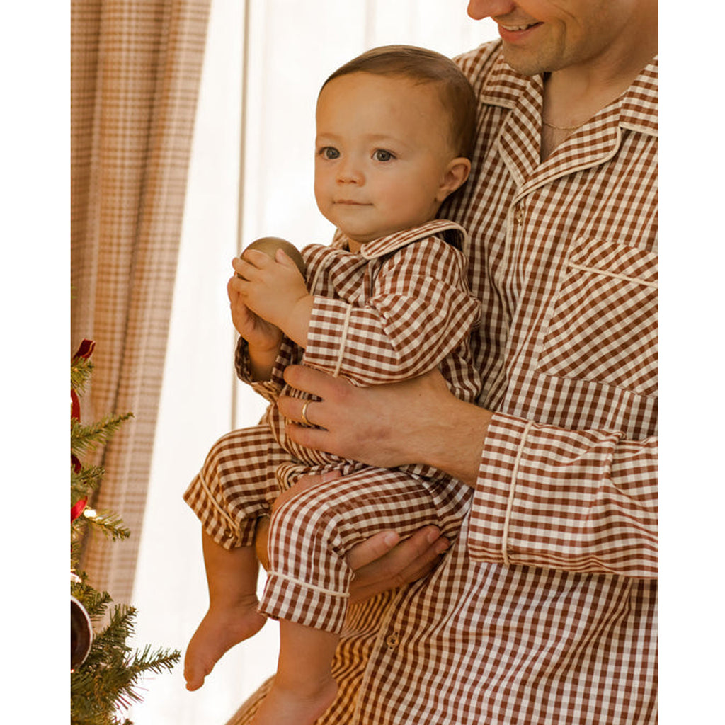 Baby Pajama Romper - Brick Gingham