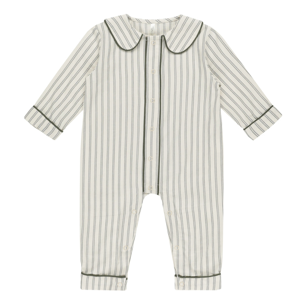 Baby Pajama Romper - Forest Pinstripe