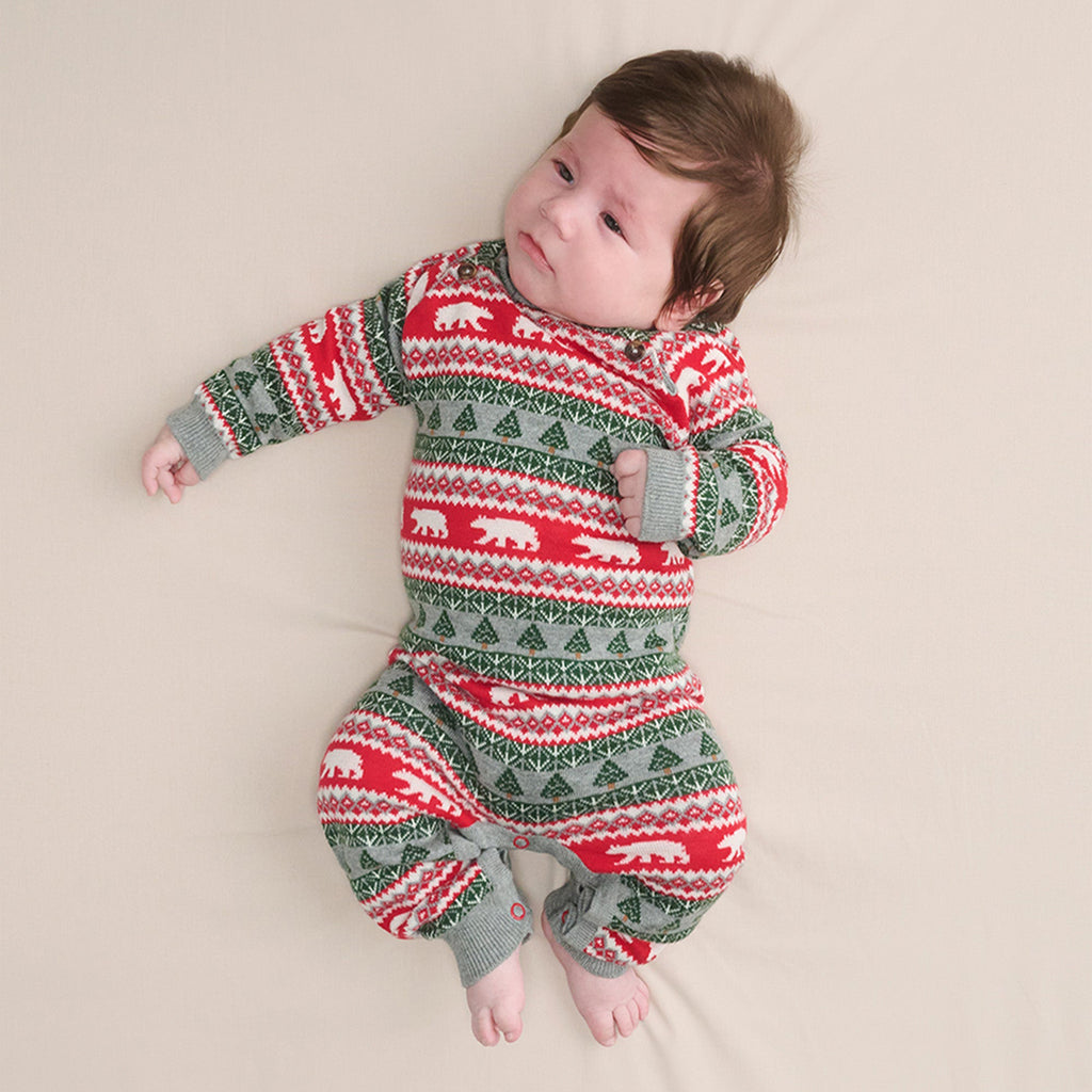 Baby Polar Bear Fair Isle Sweater Romper