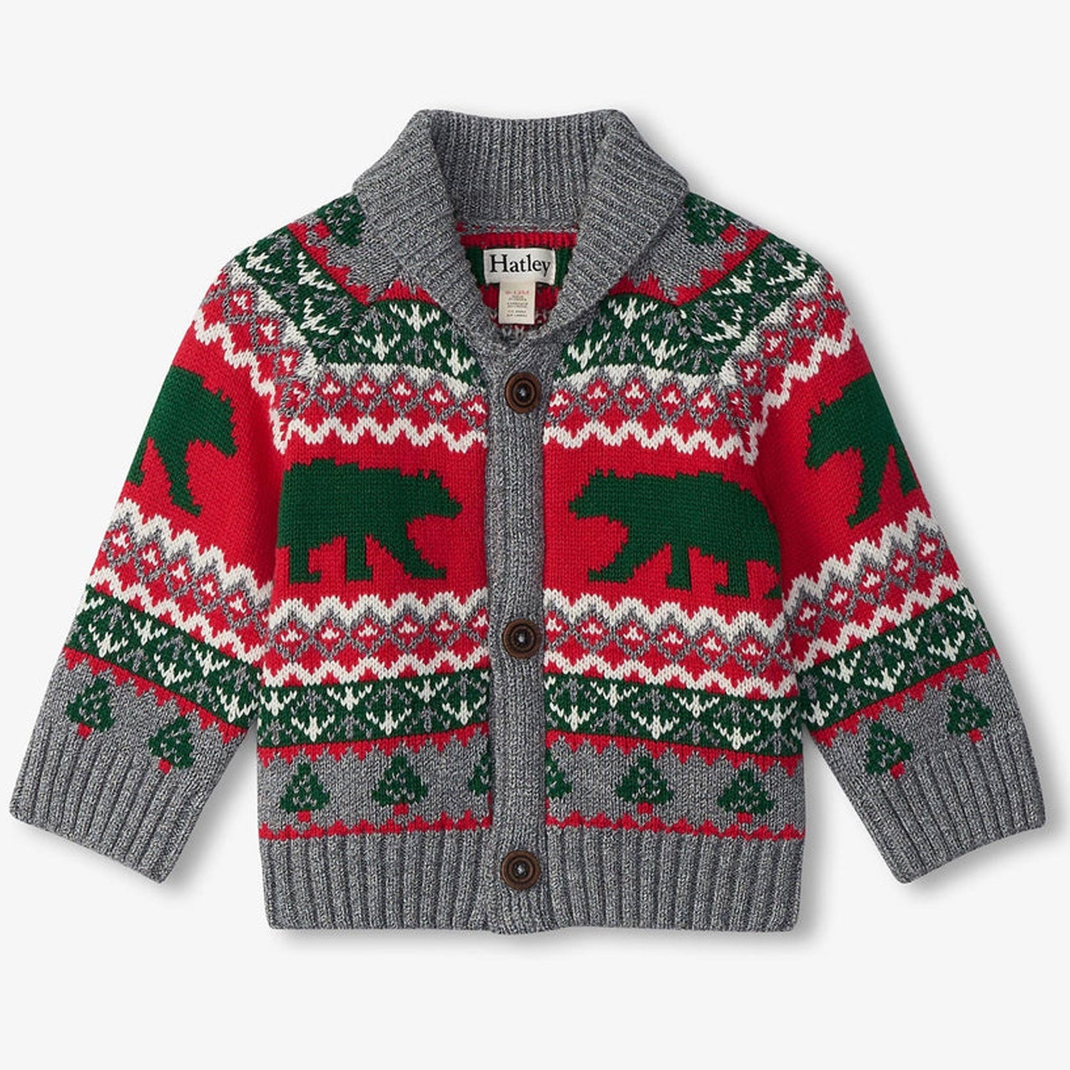 Baby Toddler Knit Bear Shawl Collar Cardigan