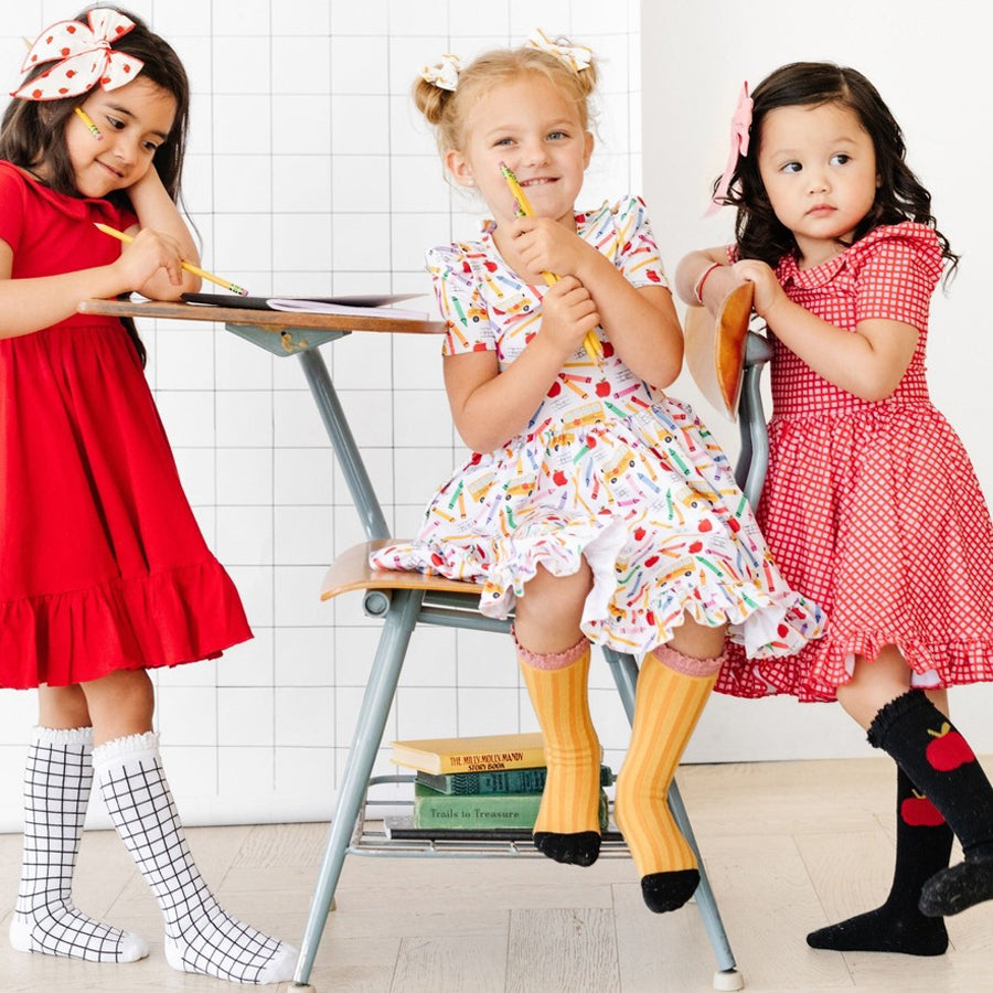 Back To School Knee High Sock 3-Pack-SOCKS, TIGHTS & LEG WARMERS-Little Stocking Co.-Joannas Cuties