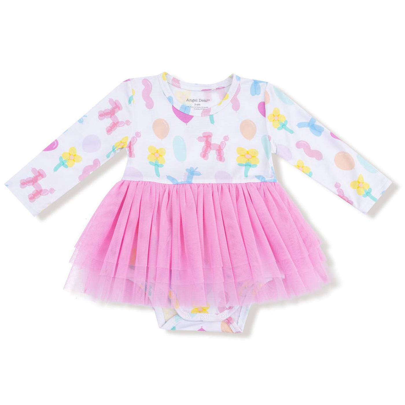 Balloon Animals Pink Long Sleeve Tutu Bodysuit - Main Image