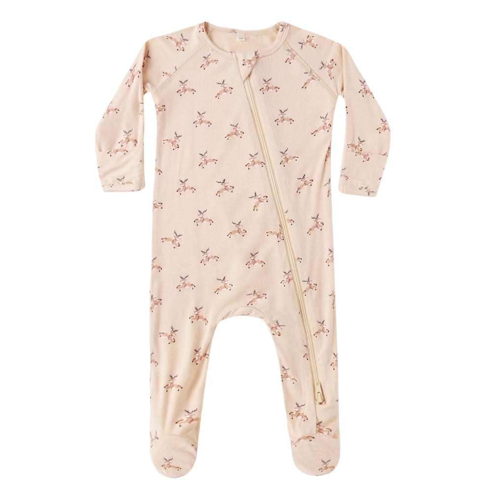 Bamboo Zip Footie - Reindeer