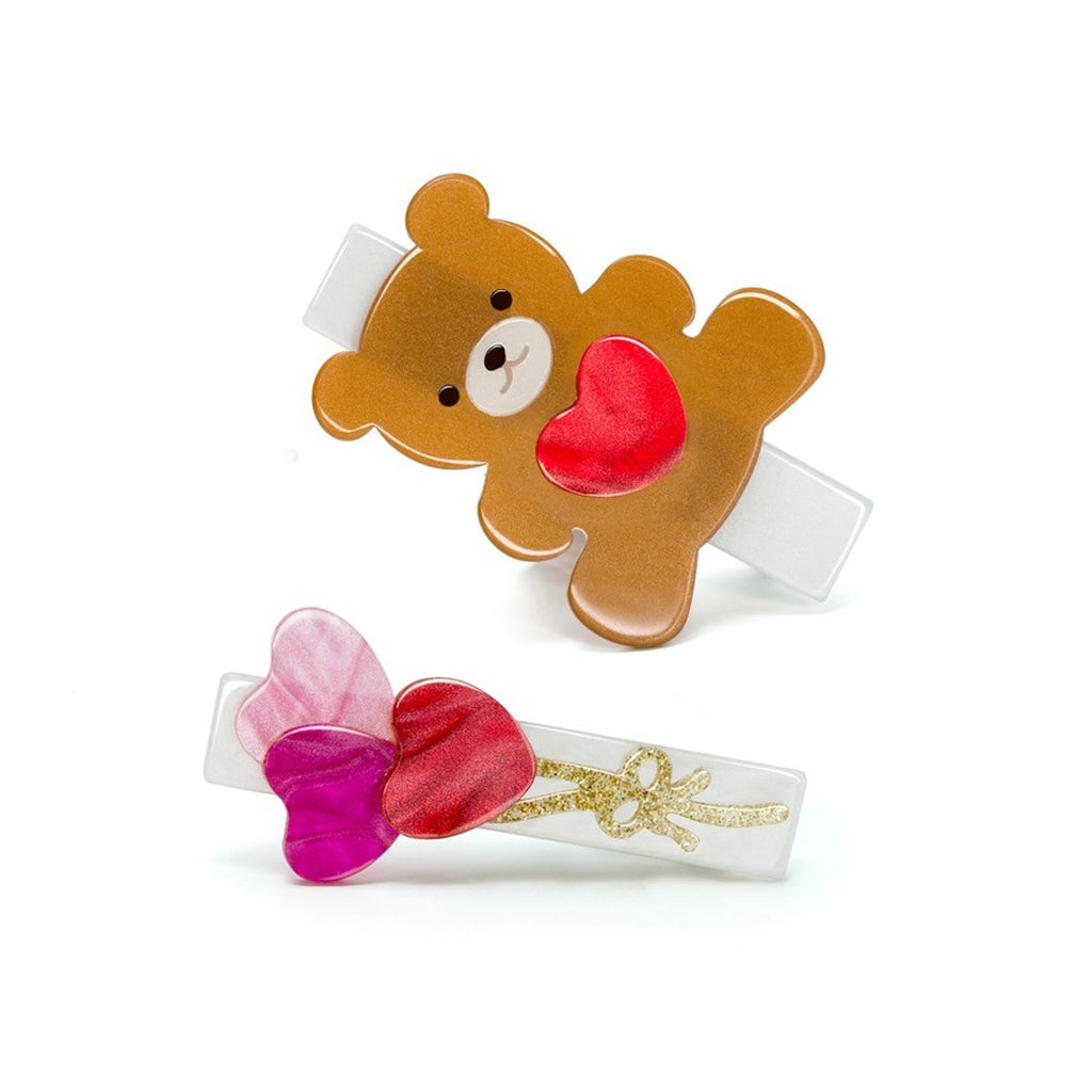 Bear And Balloons Pearlized Hair Clips-HAIR CLIPS-Lilies & Roses-Joannas Cuties