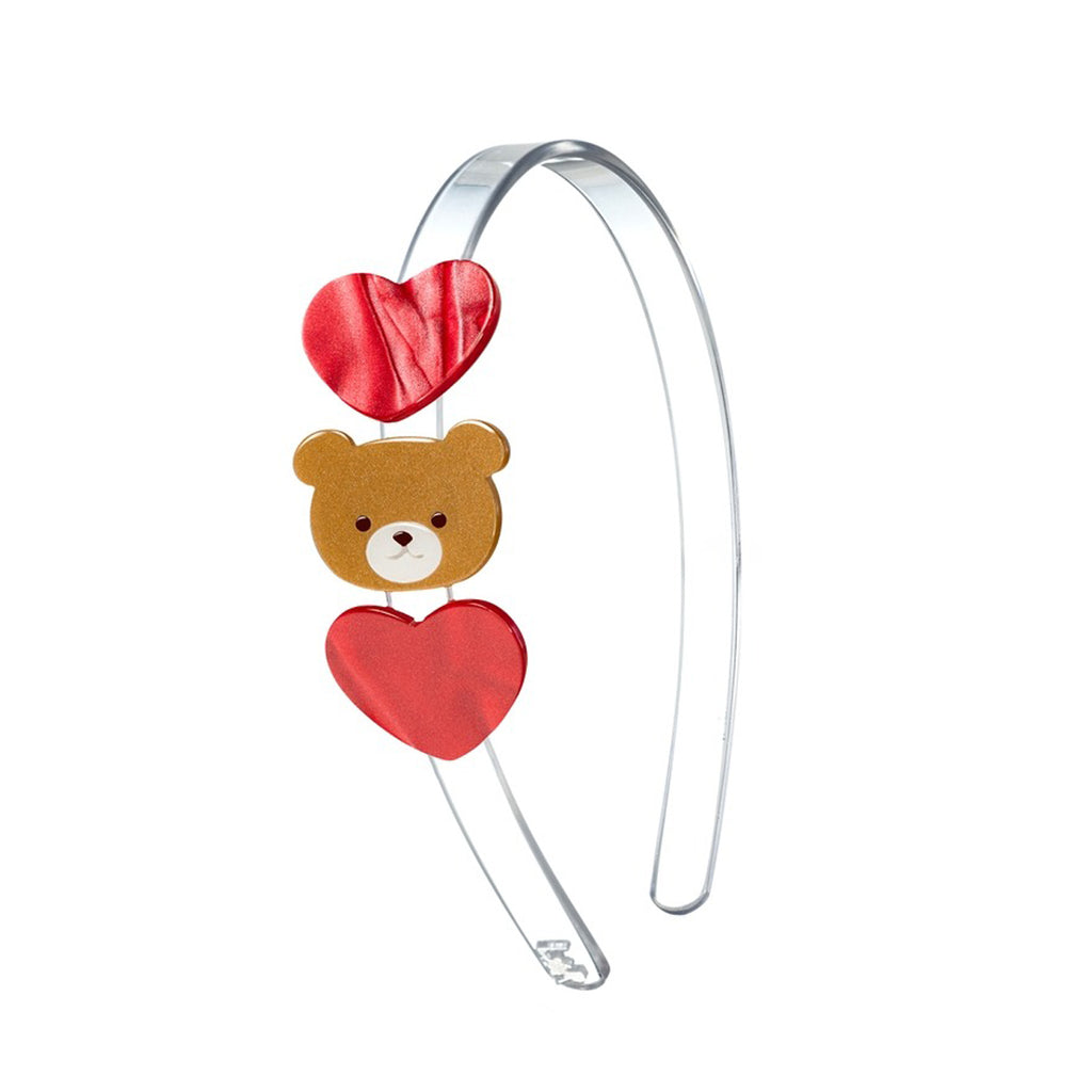 Bear With Hearts Pearlized Red Headband-HEADBANDS-Lilies & Roses-Joannas Cuties