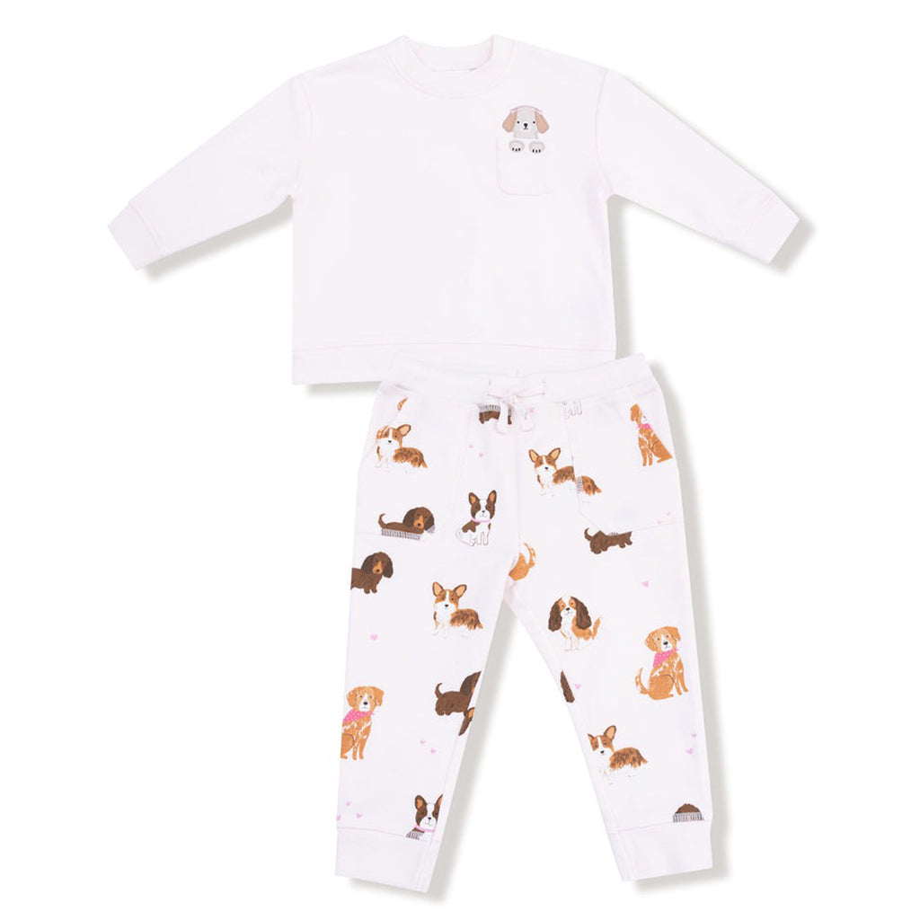 Best Friend Dogs - Pink  Drop Sleeve Sweatshirt and Jogger