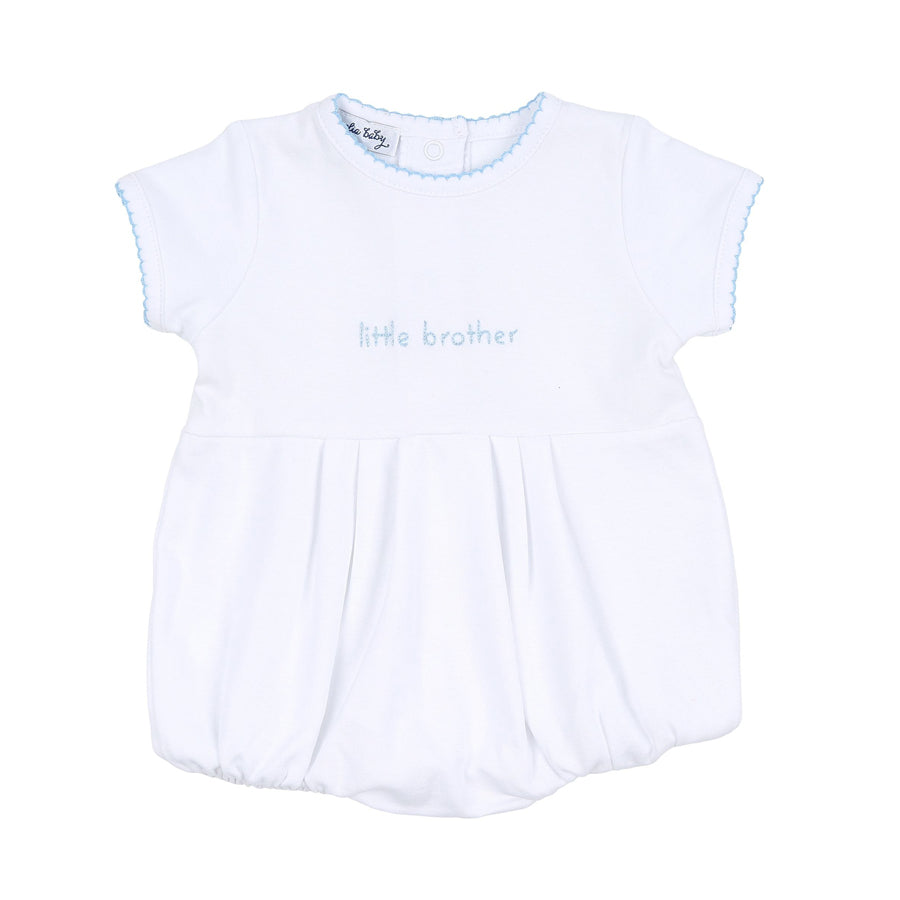 Big and Little Blue Emb Boy Bubble-OVERALLS & ROMPERS-Magnolia Baby-Joannas Cuties